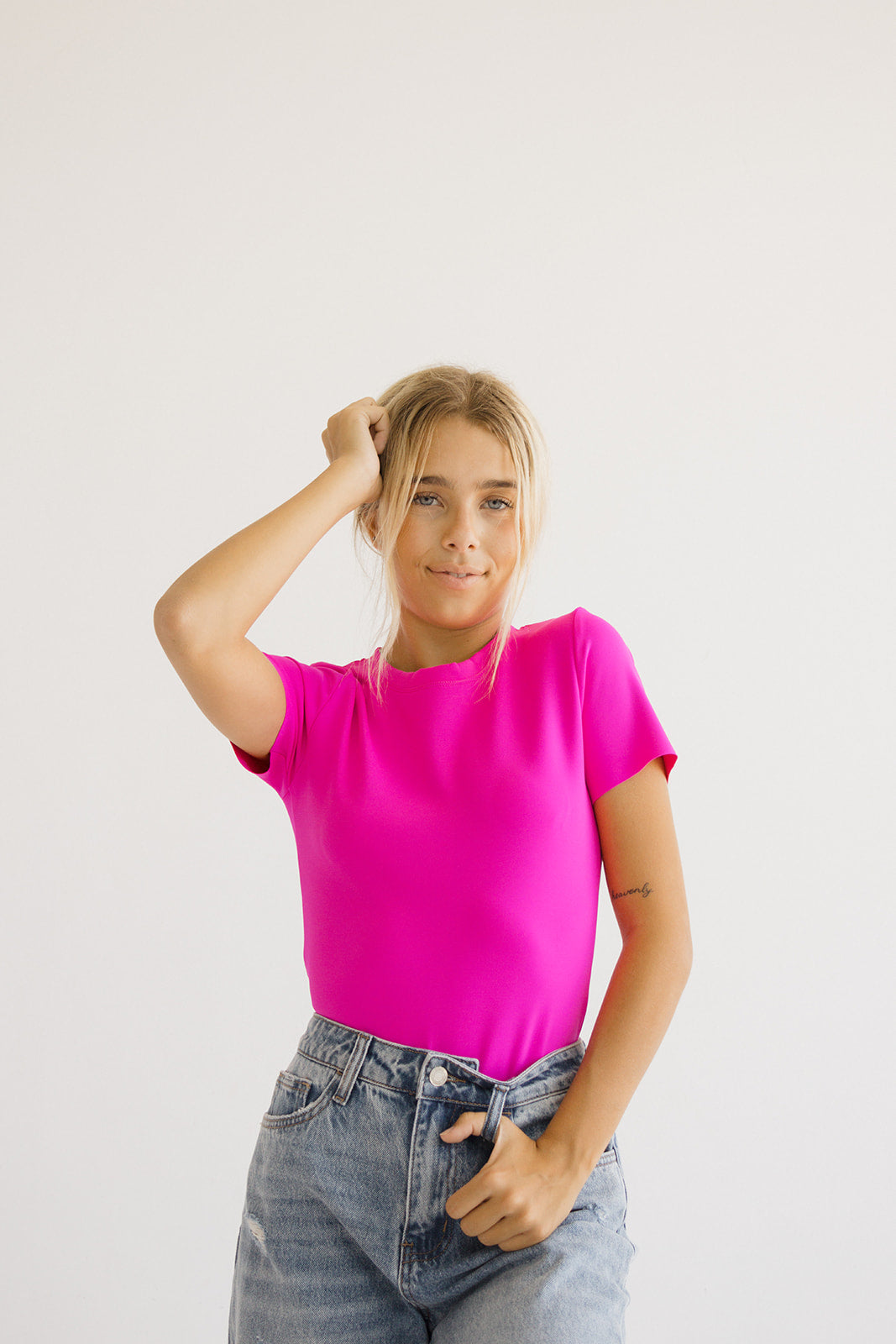 Smoothing T-Shirt Bodysuit // Pink Highlighter