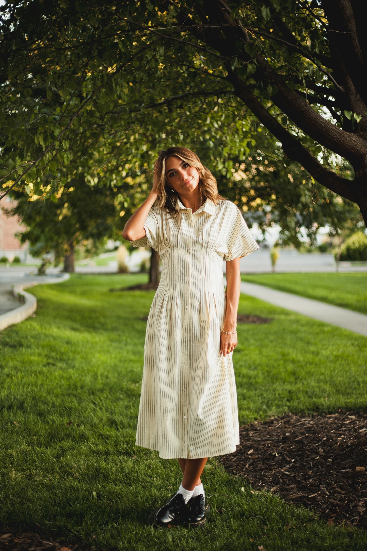 Brooke Pleated Shirt Dress