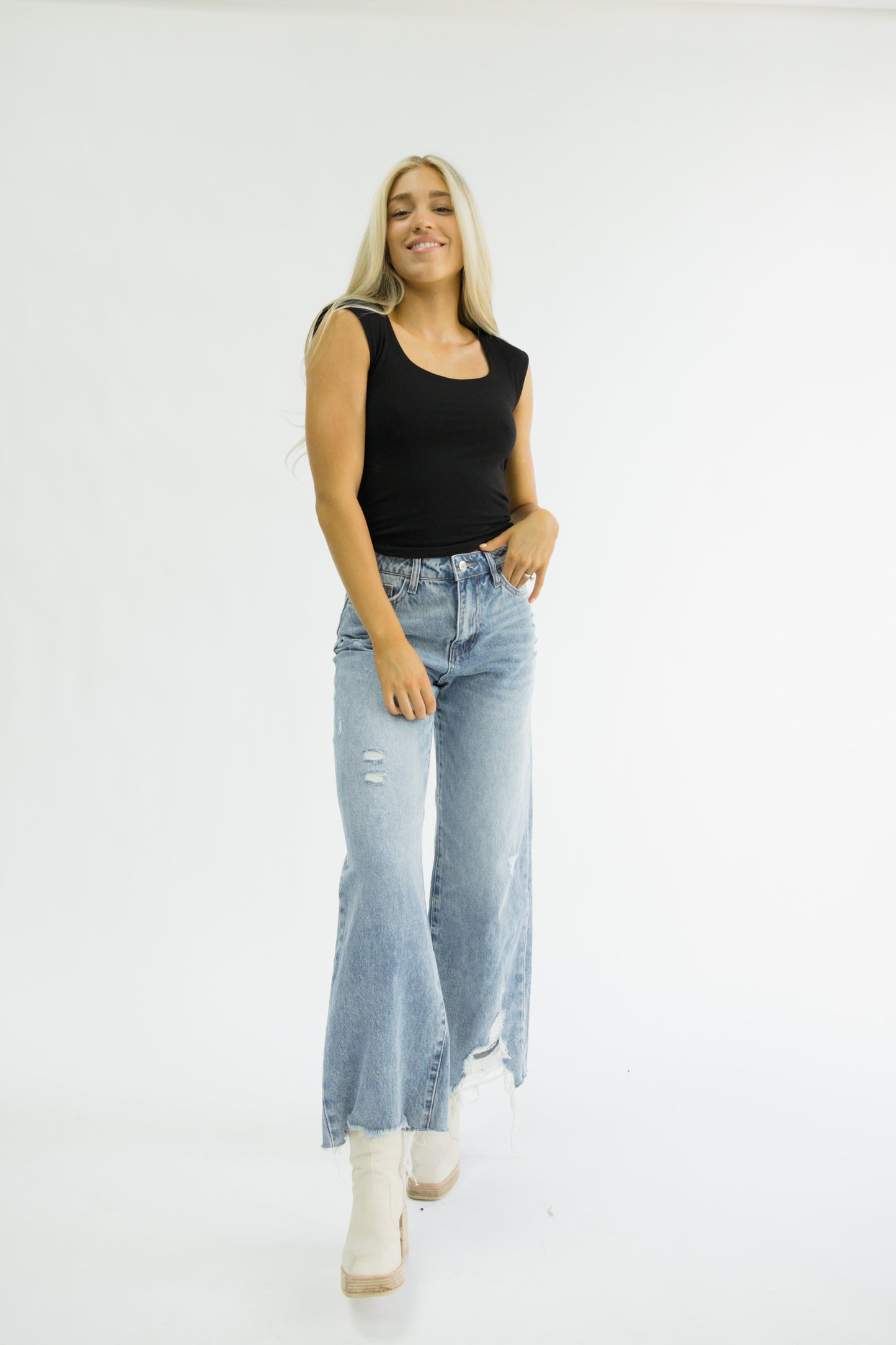 Clean Cap Sleeve Top // Black