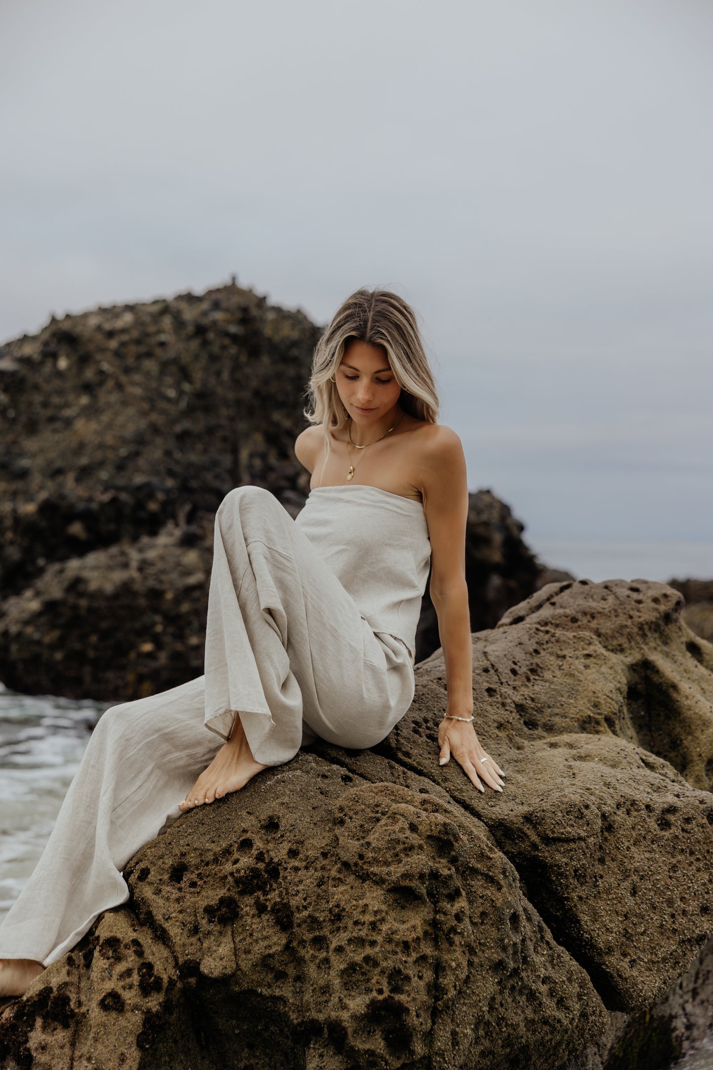 Sandy Linen Wide Leg Pants