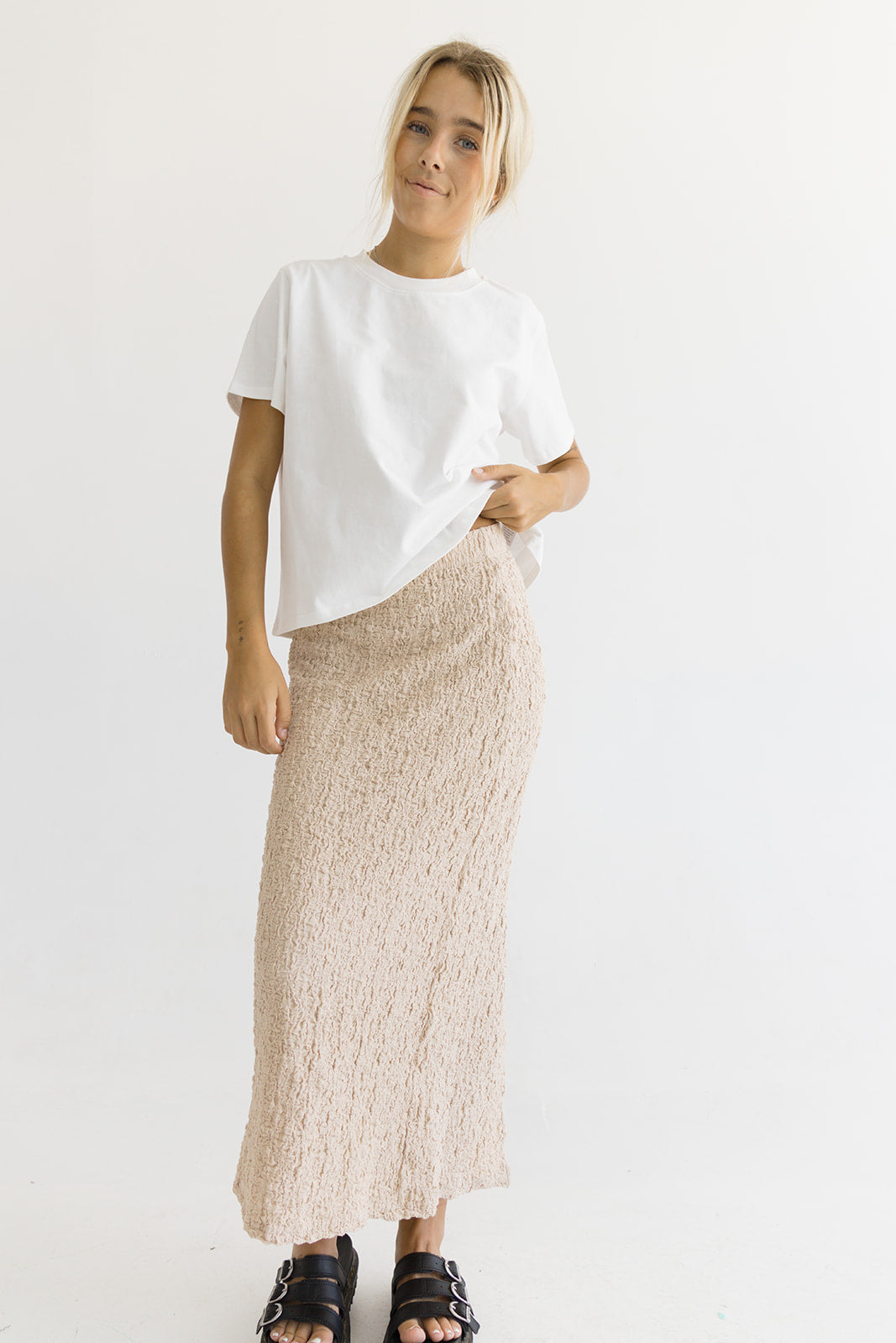 Audrey Textured Midi Skirt