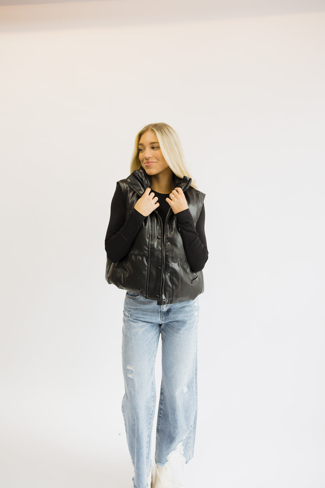 Street Chic Faux Leather Puffer Vest