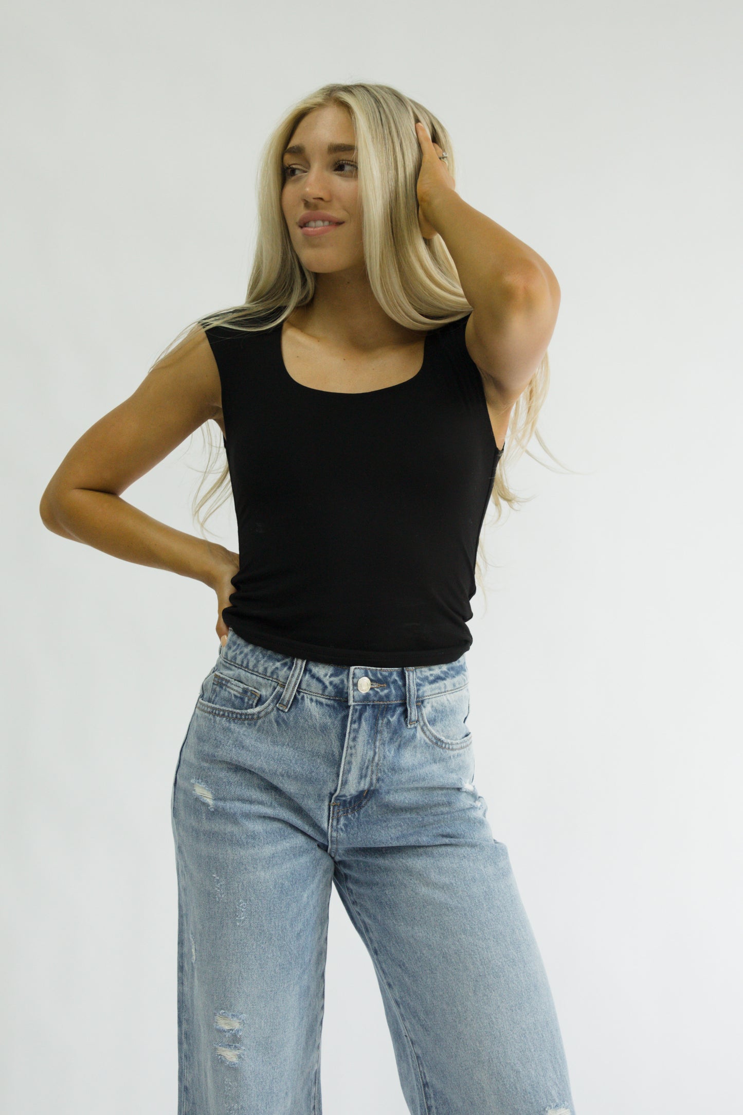 Clean Cap Sleeve Top // Black