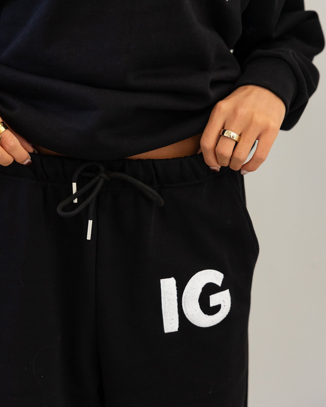 Isla Grove French Terry Wide Leg Pants // Black