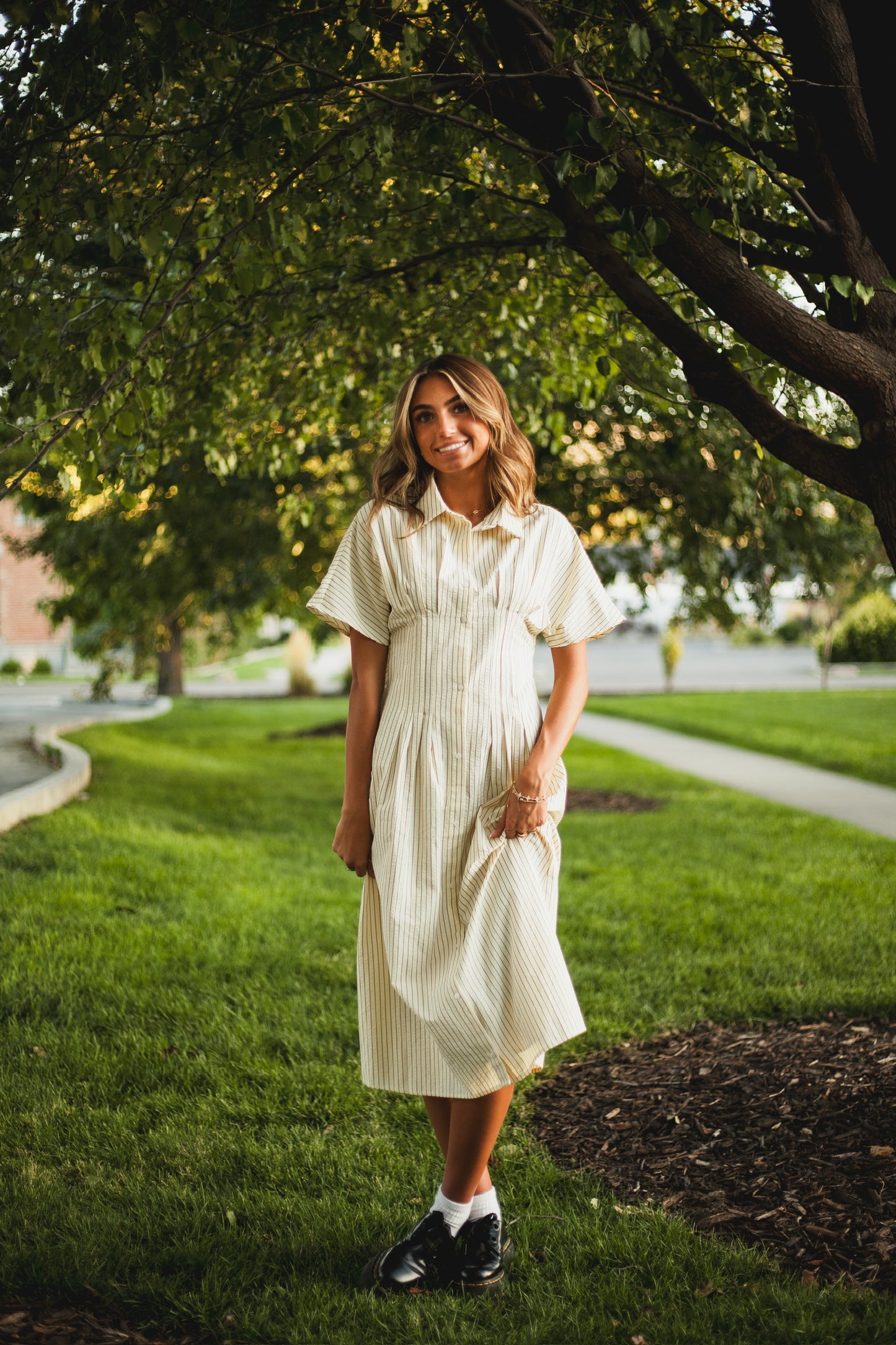 Brooke Pleated Shirt Dress