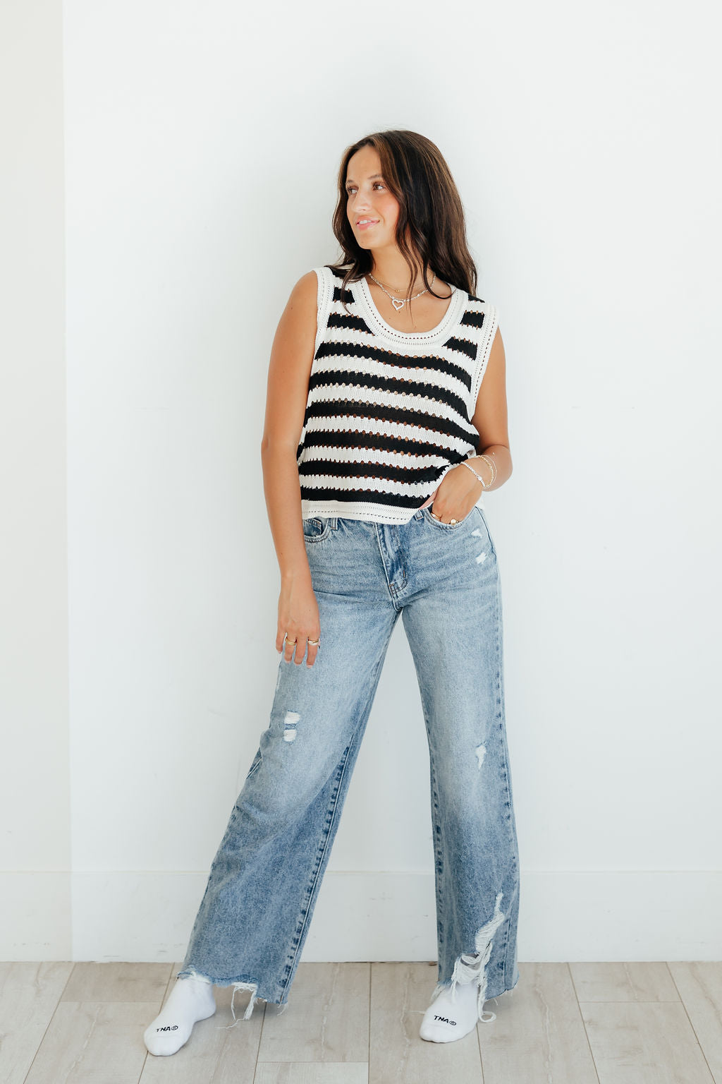 Amelia Crochet Knit Tank
