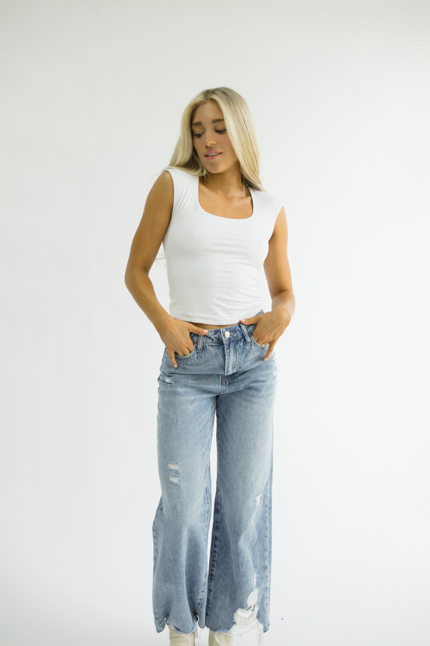 Clean Cap Sleeve Top // White