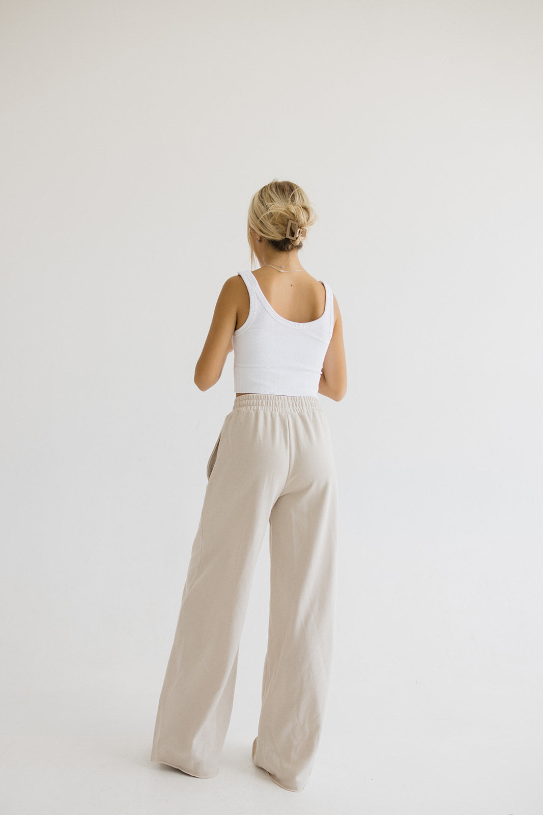 Kira Wide Leg Sweatpants // Beige