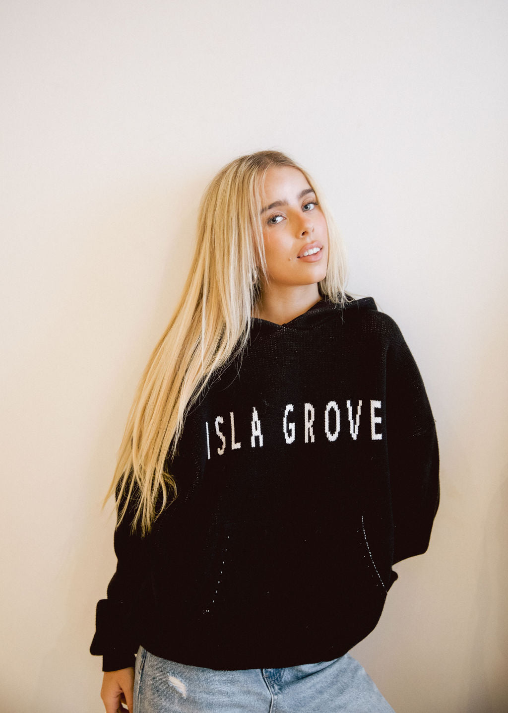 Isla Grove Original Knit Hoodie // Onyx
