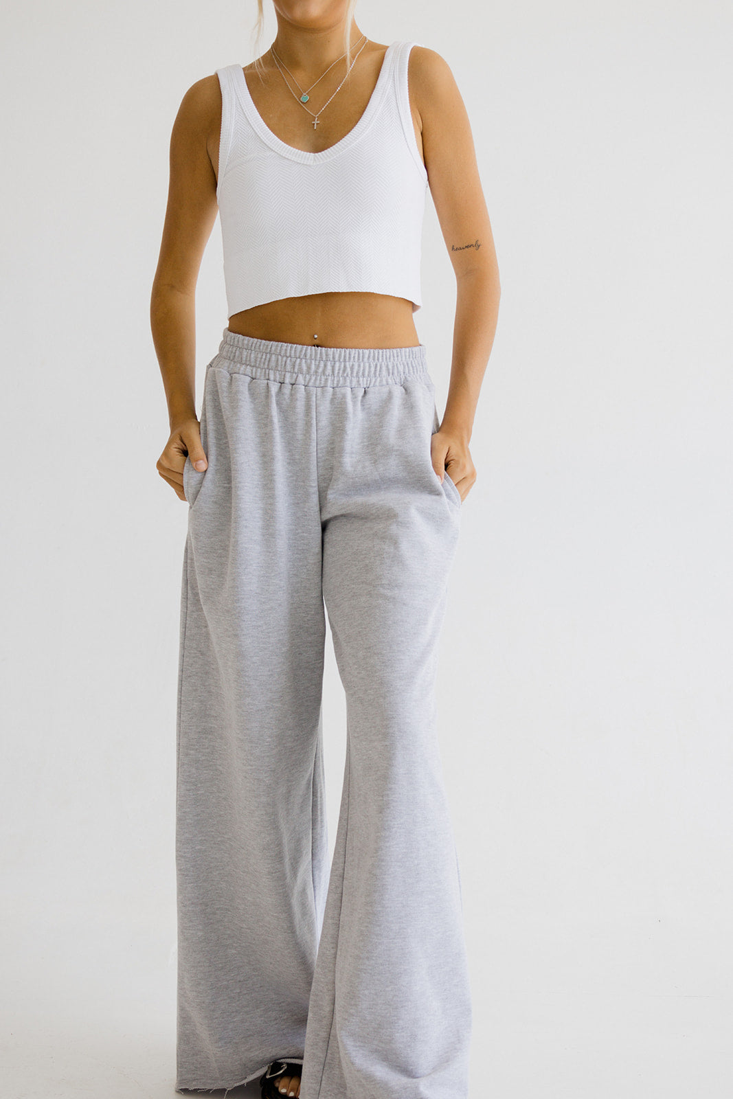 Kira Wide Leg Sweatpants // Grey