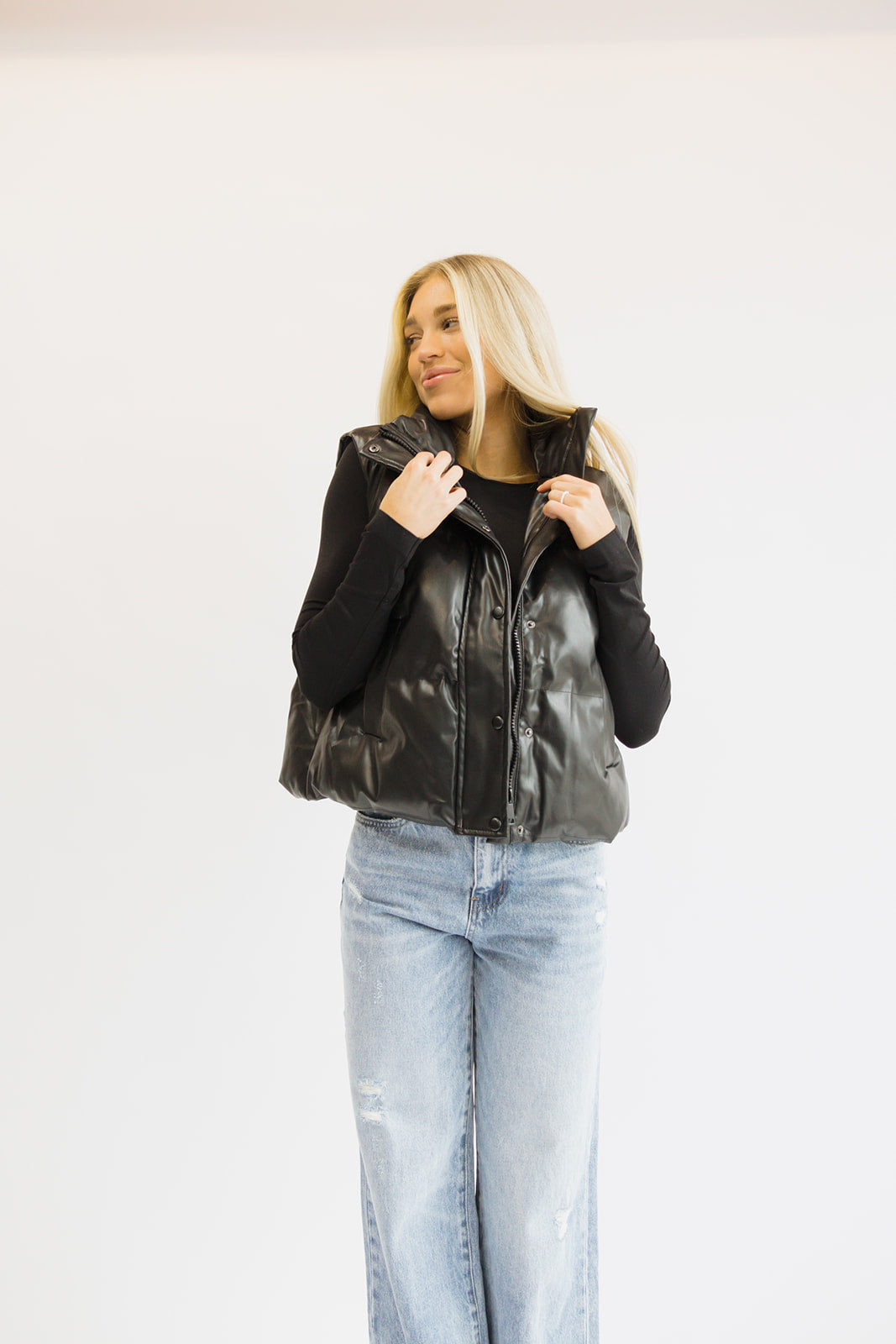 Street Chic Faux Leather Puffer Vest