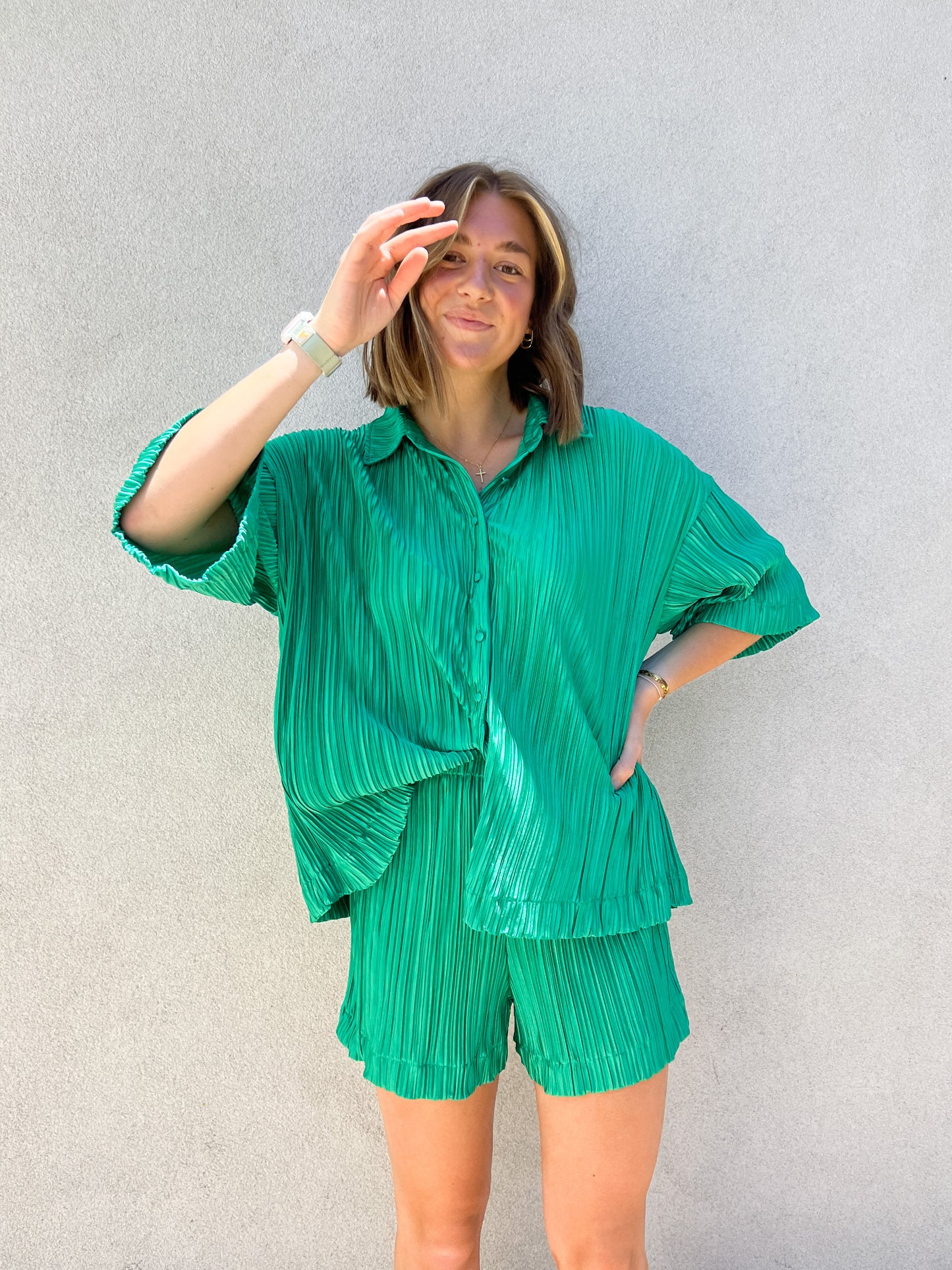 Fern Plisse Shorts Set