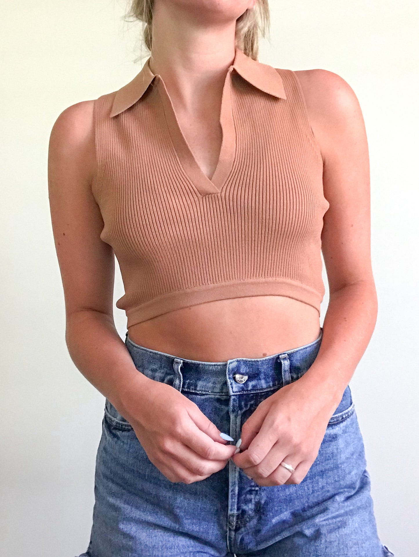 Collared V-Neck Tank