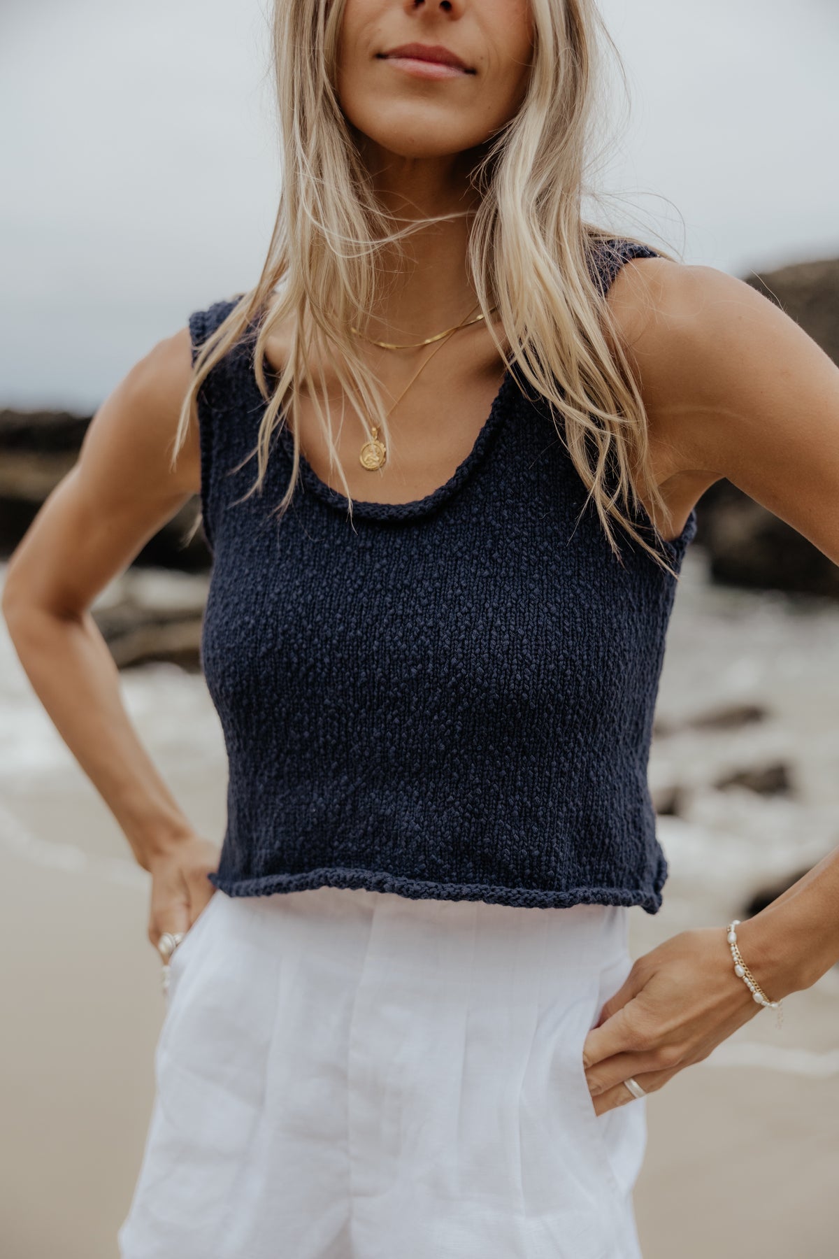Tide Textured Tank // Navy