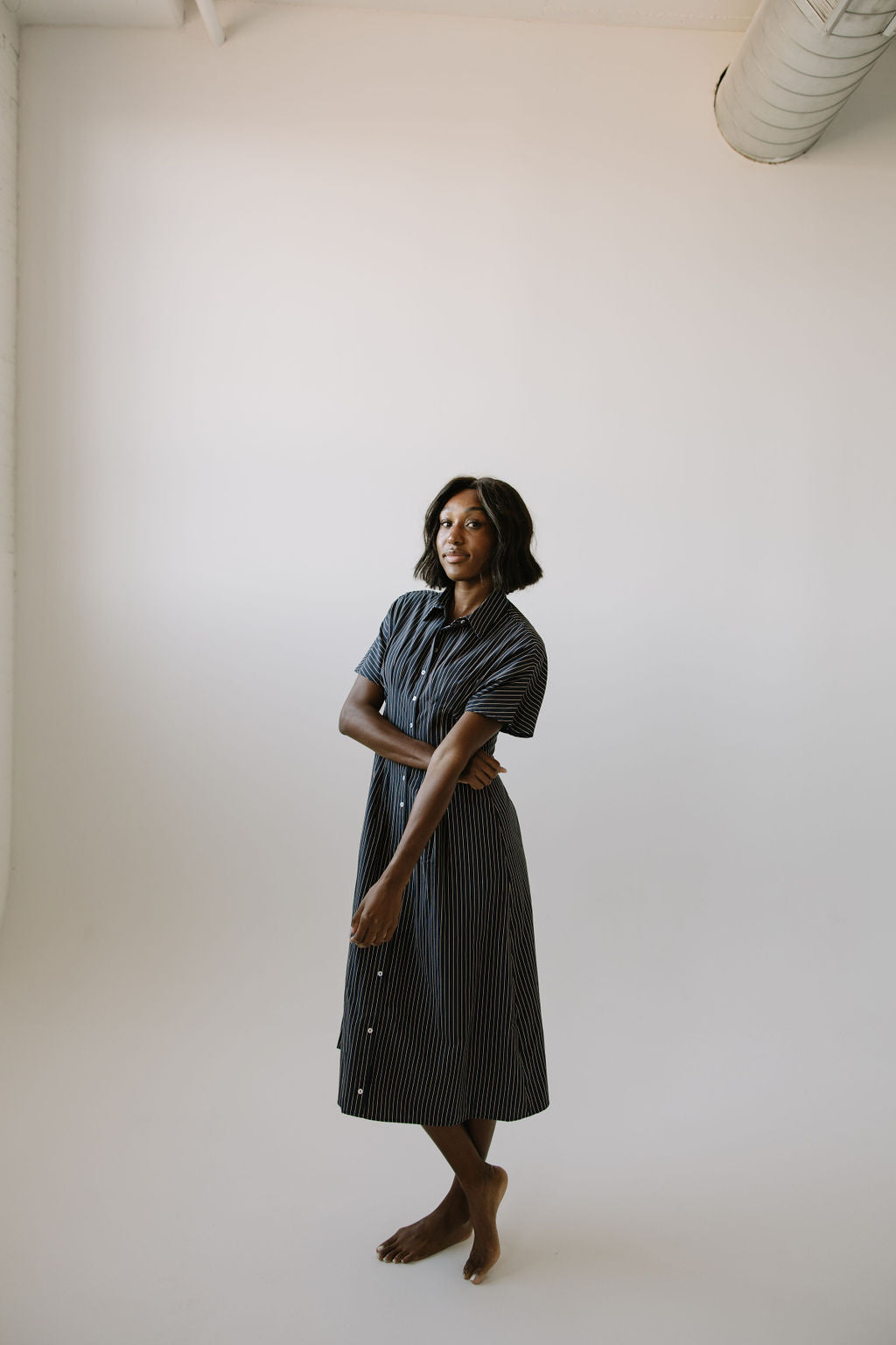 Brooke Pleated Shirt Dress // Navy