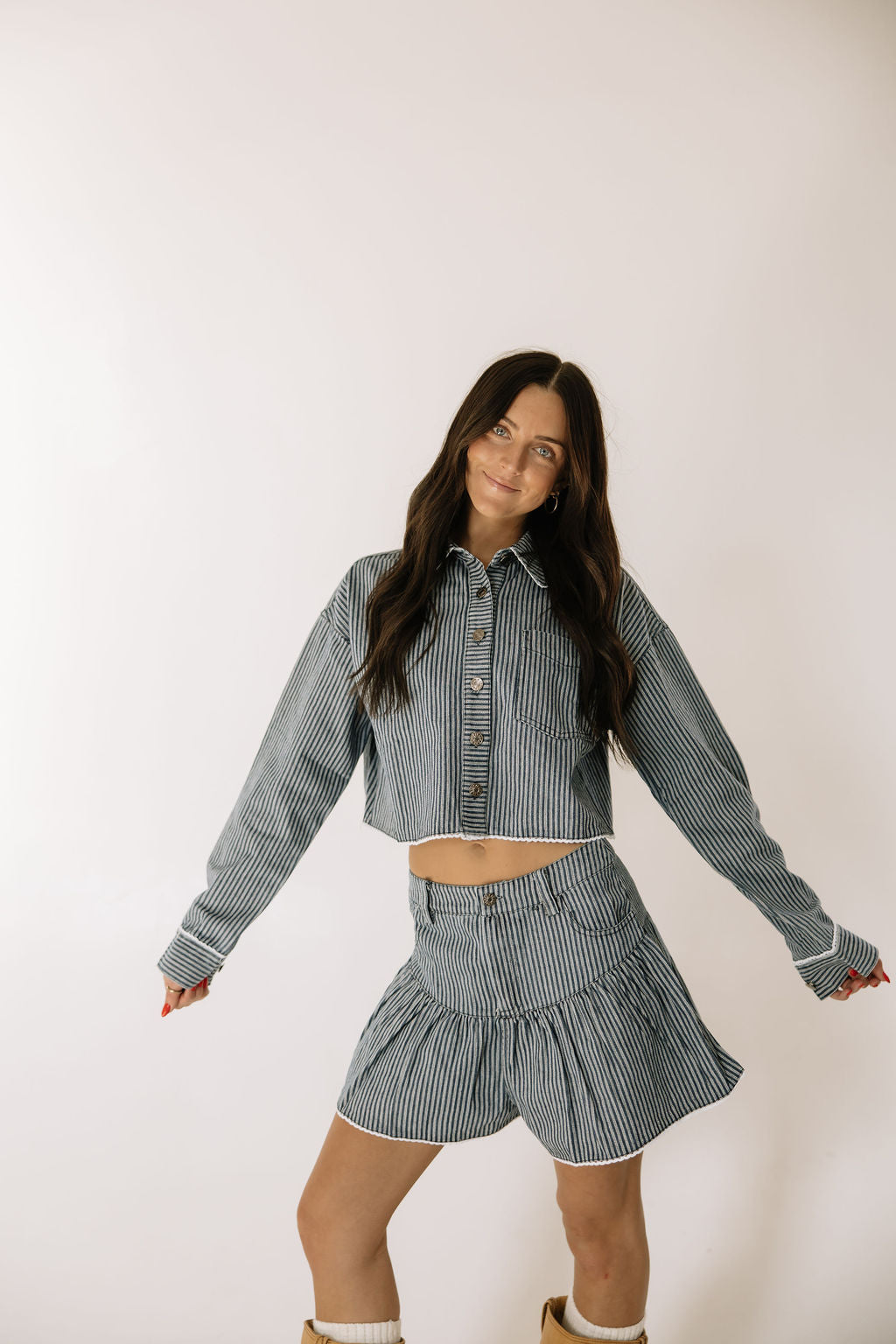 Ella Stripe Top and Shorts Set