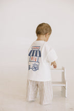 Kids Beige Linen Stripe Pants
