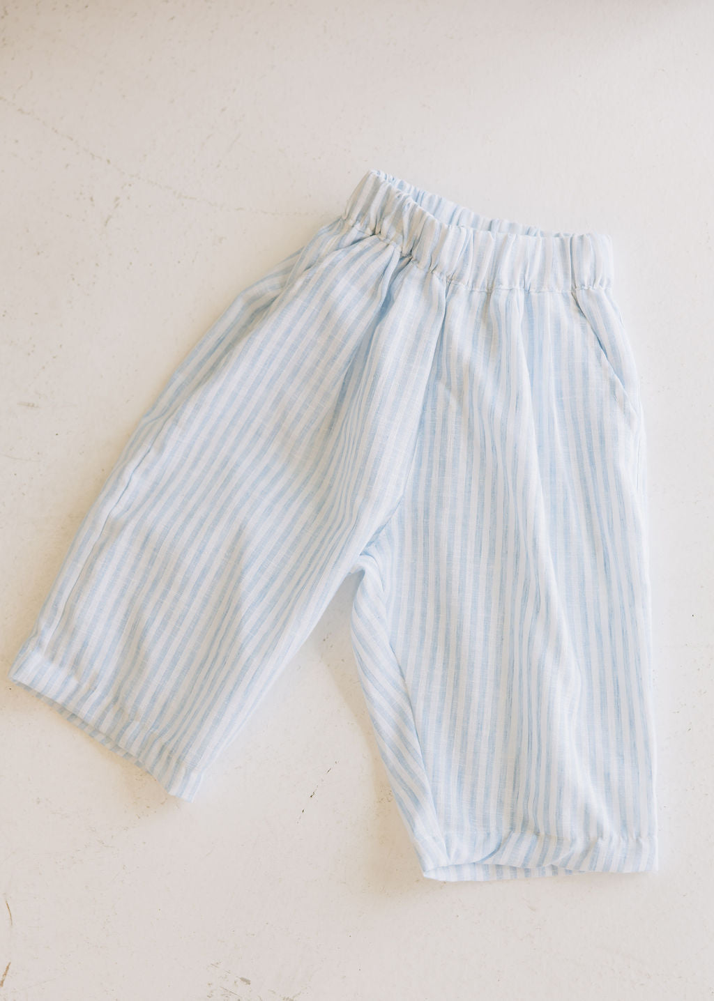 Kids Blue Linen Stripe Pants