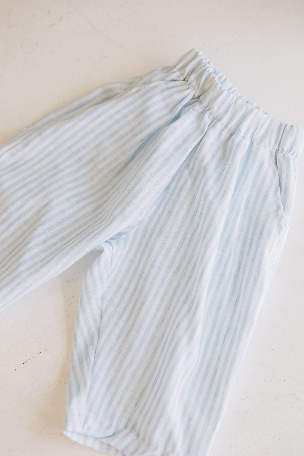 Kids Blue Linen Stripe Pants