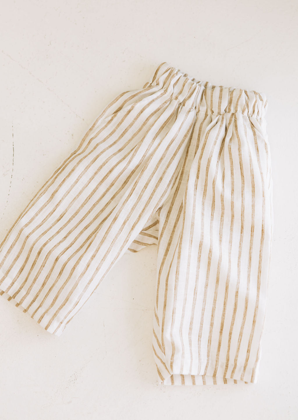 Kids Beige Linen Stripe Pants