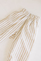 Kids Beige Linen Stripe Pants