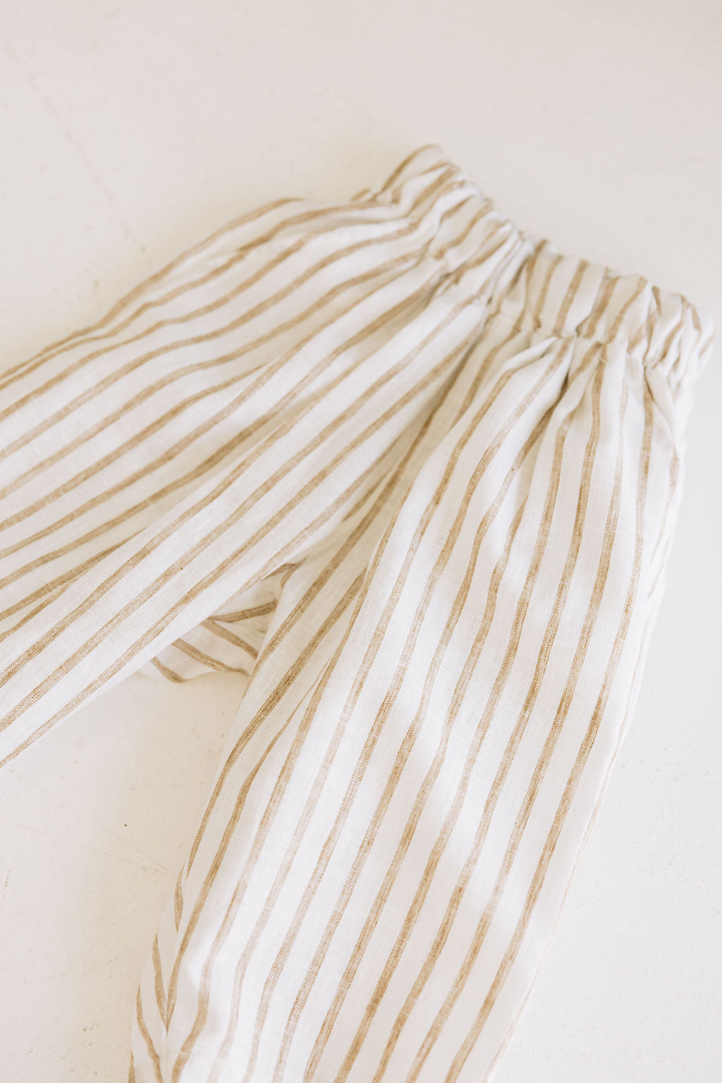 Kids Beige Linen Stripe Pants