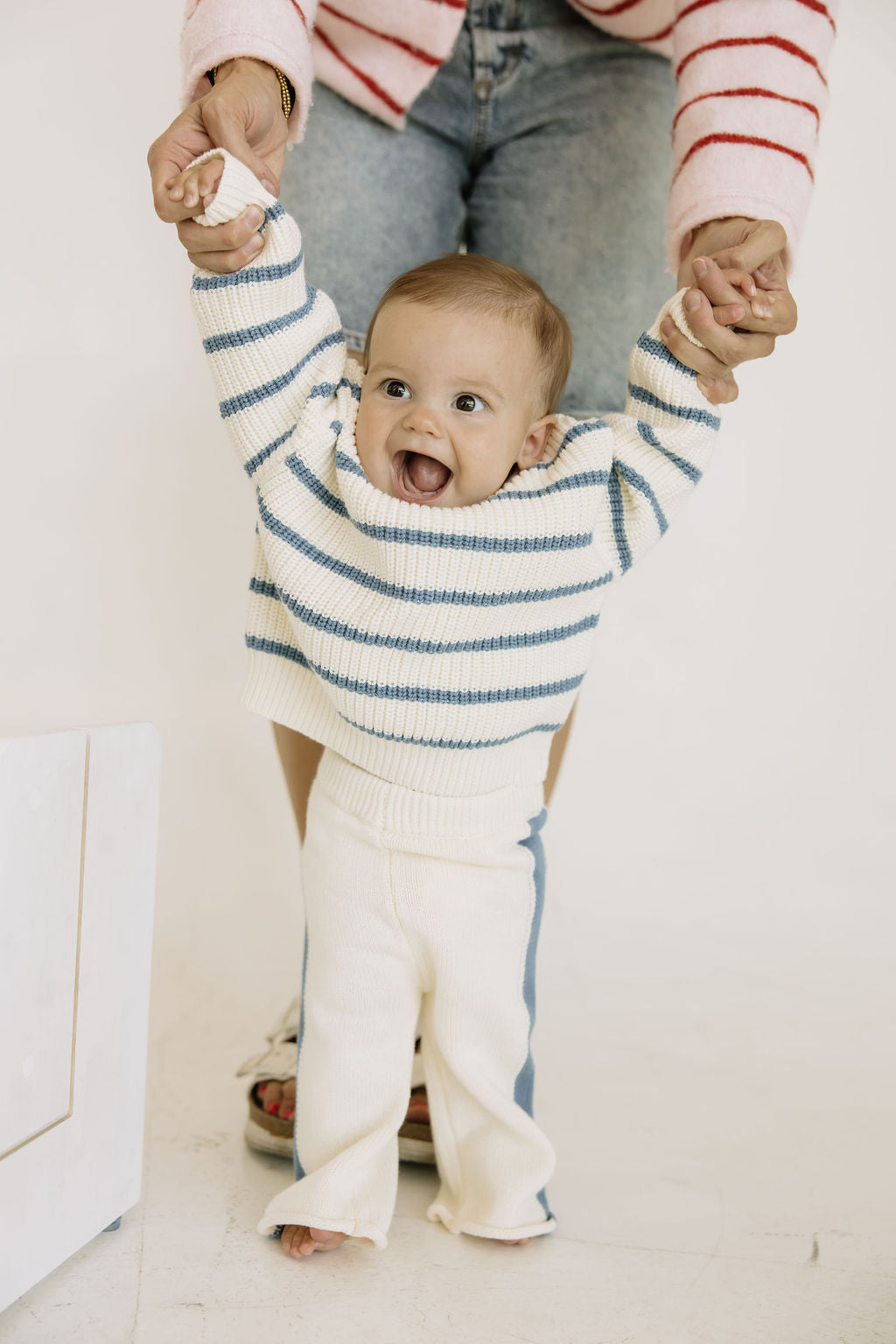 Baby Cream & Blue Knit Pants
