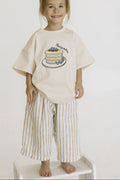 Kids Beige Linen Stripe Pants