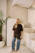 Goldie Combination Lace T-Shirt // Brown
