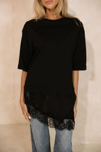 Goldie Combination Lace T-Shirt // Black