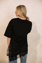 Goldie Combination Lace T-Shirt // Black