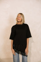 Goldie Combination Lace T-Shirt // Black