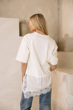 Goldie Combination Lace T-Shirt // Cream