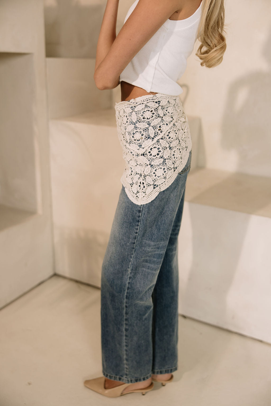 Aegean Crochet Scarf Jeans