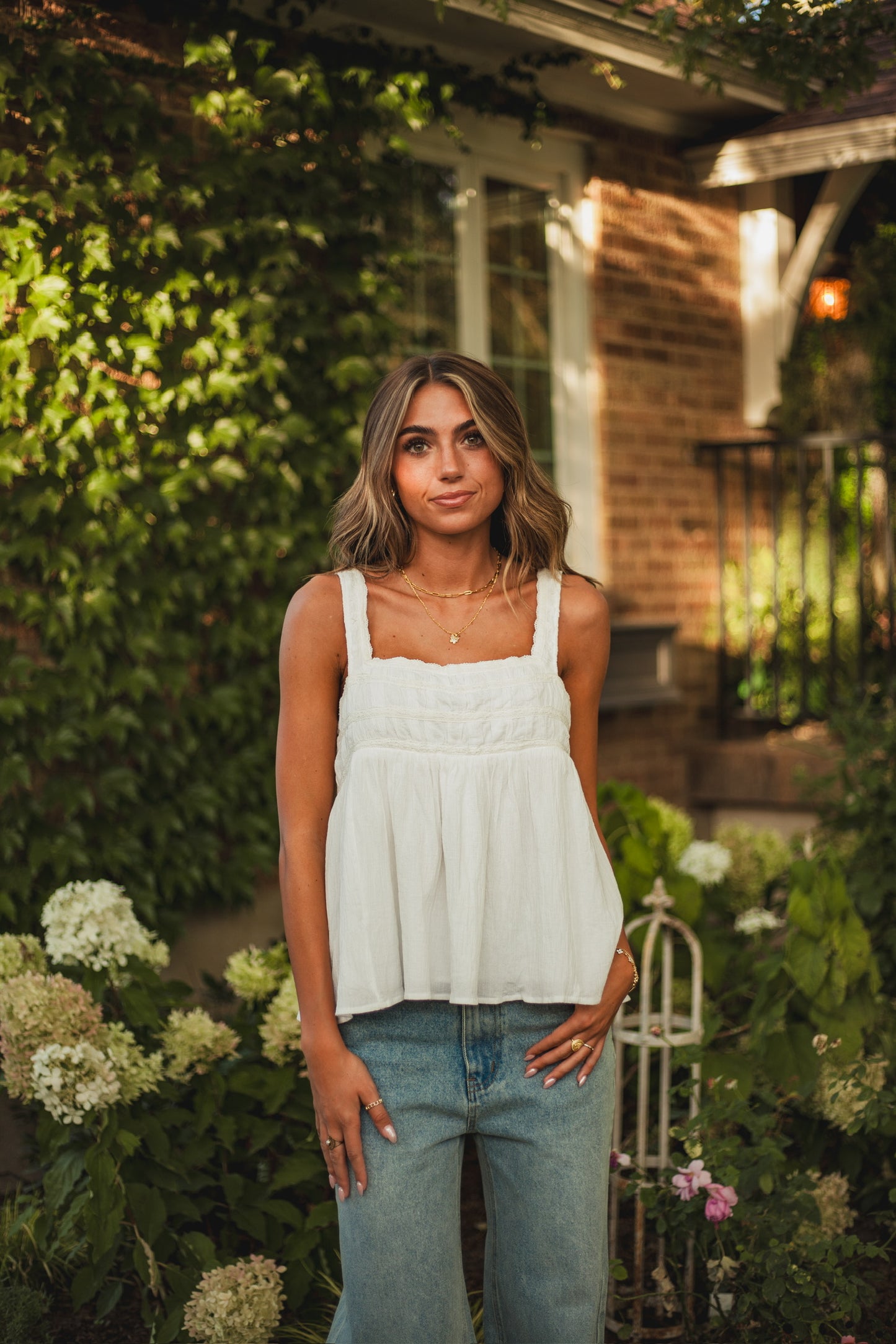 Susie Lace Tank // White