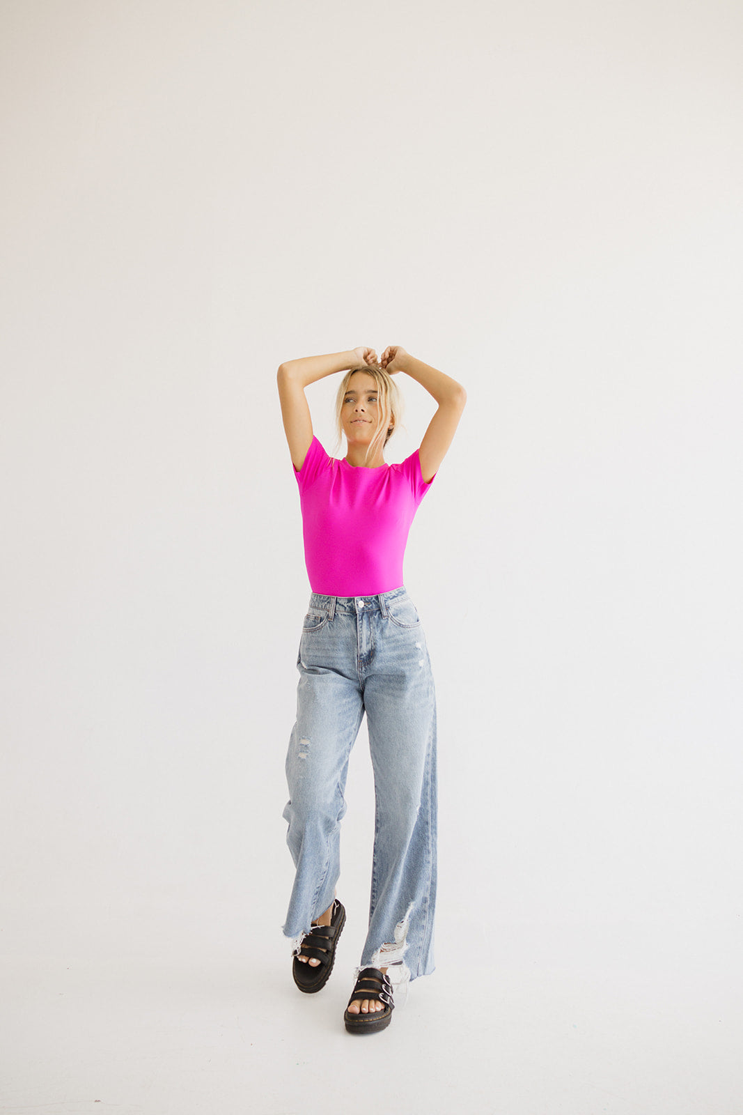 Smoothing T-Shirt Bodysuit // Pink Highlighter