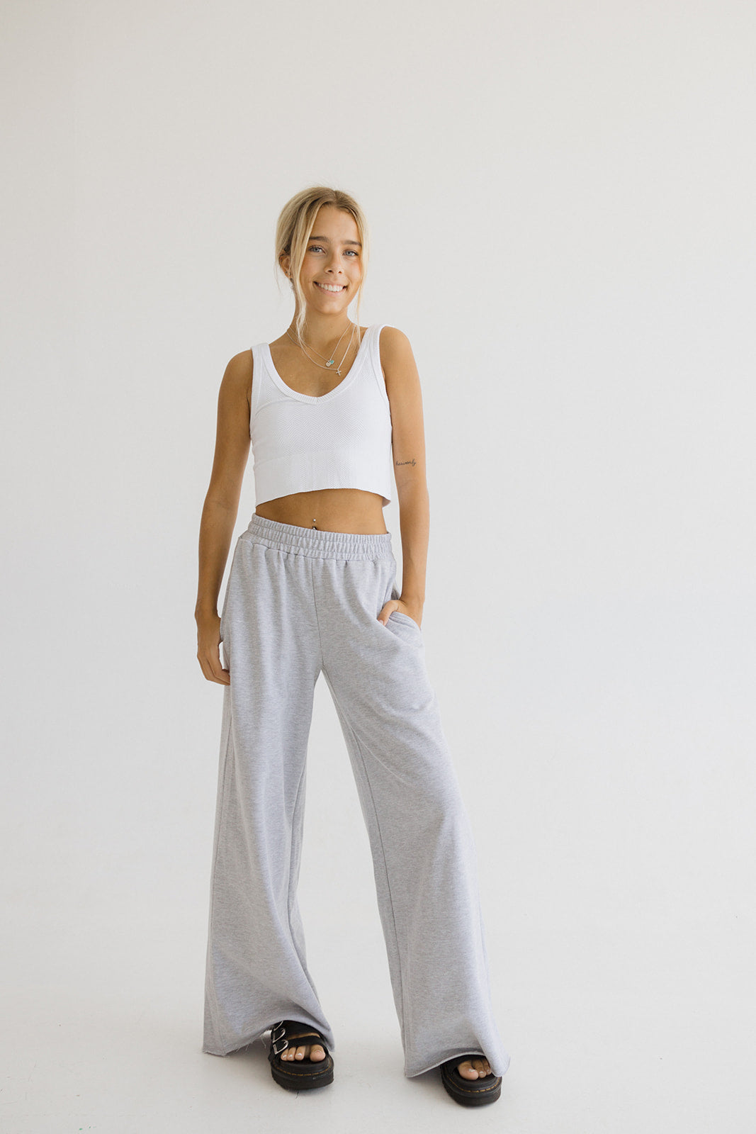 Grey wide hot sale leg sweatpants