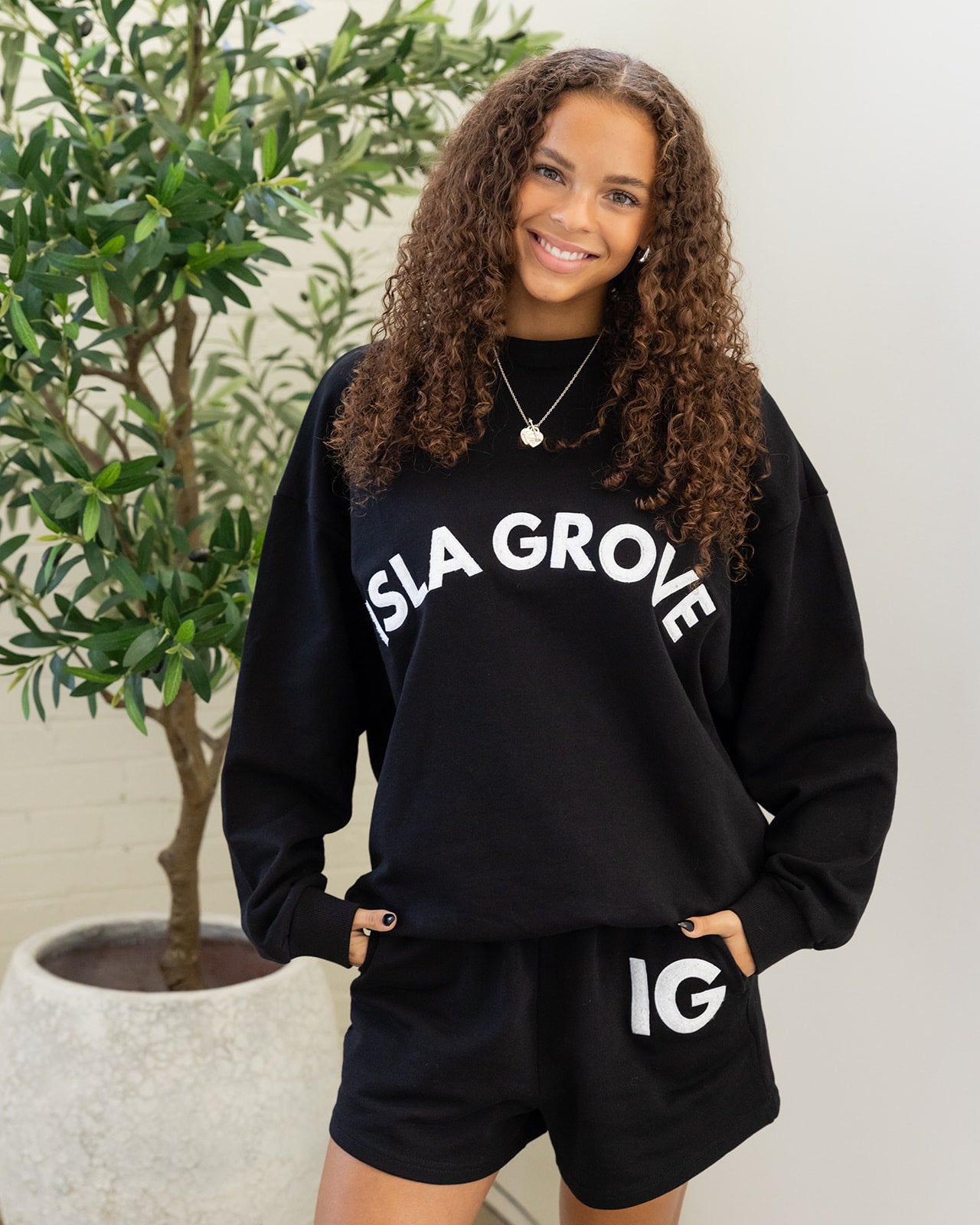 Isla Grove French Terry Crewneck // Black