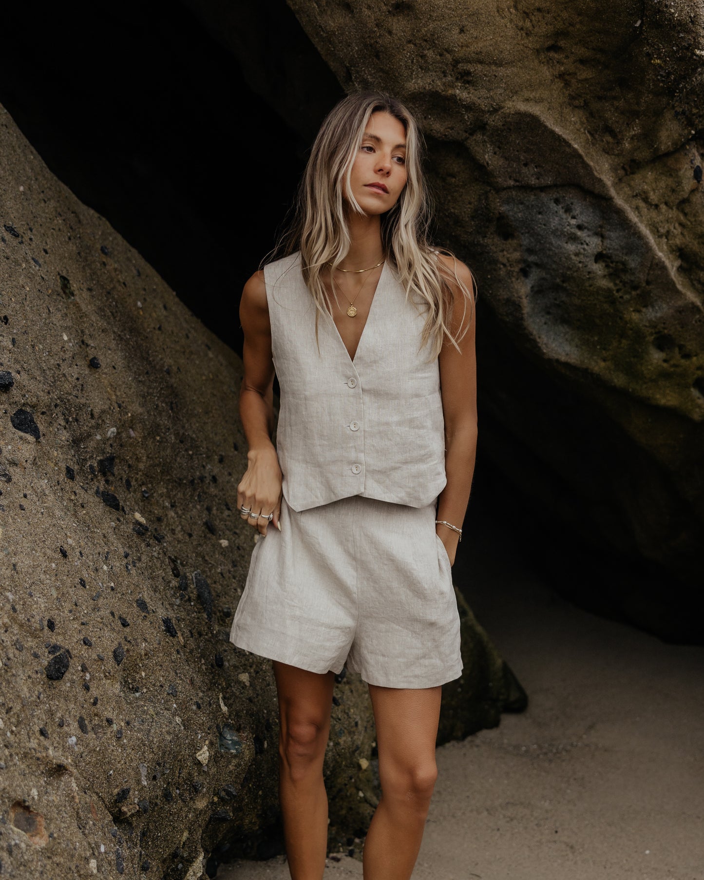 Laguna Linen Vest // Oatmeal