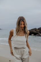Sandy Linen Square Neck Top