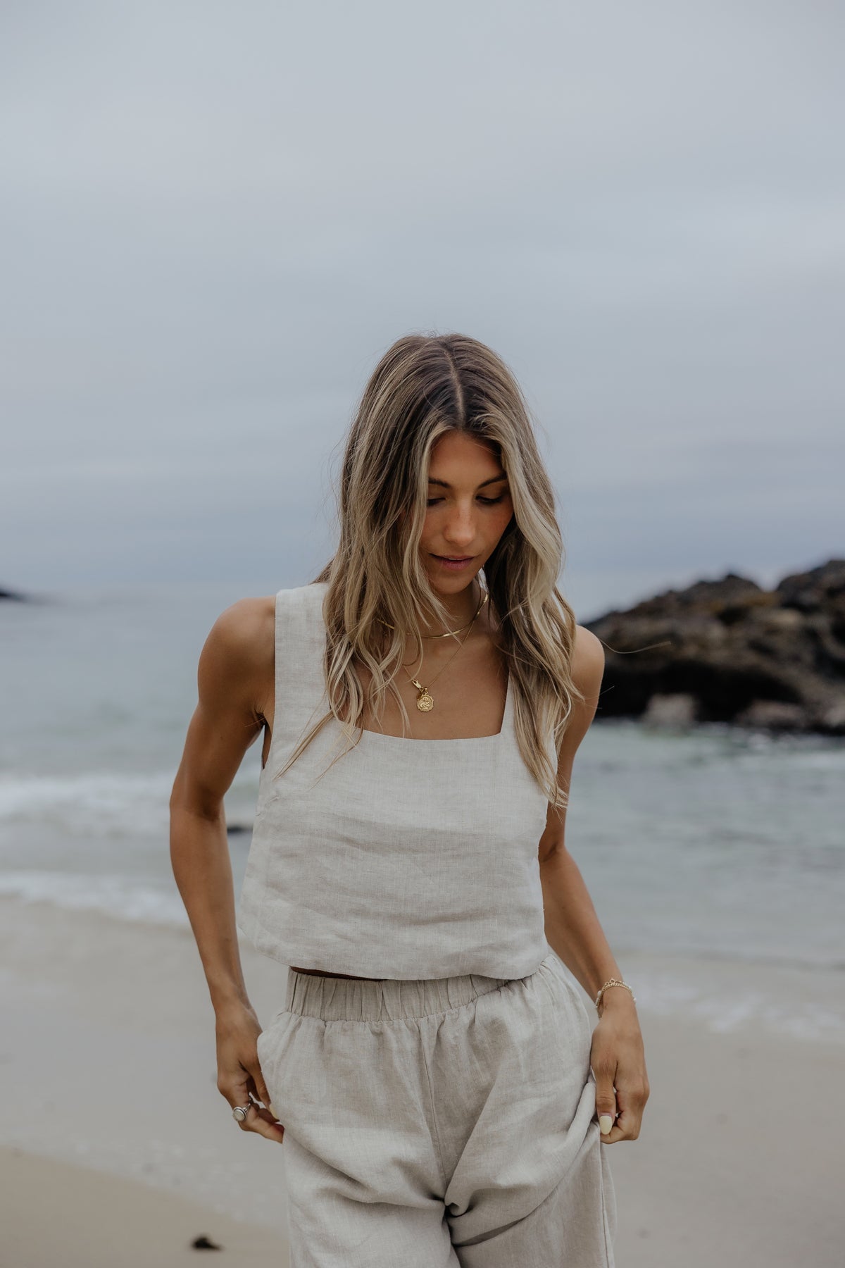 Sandy Linen Square Neck Top