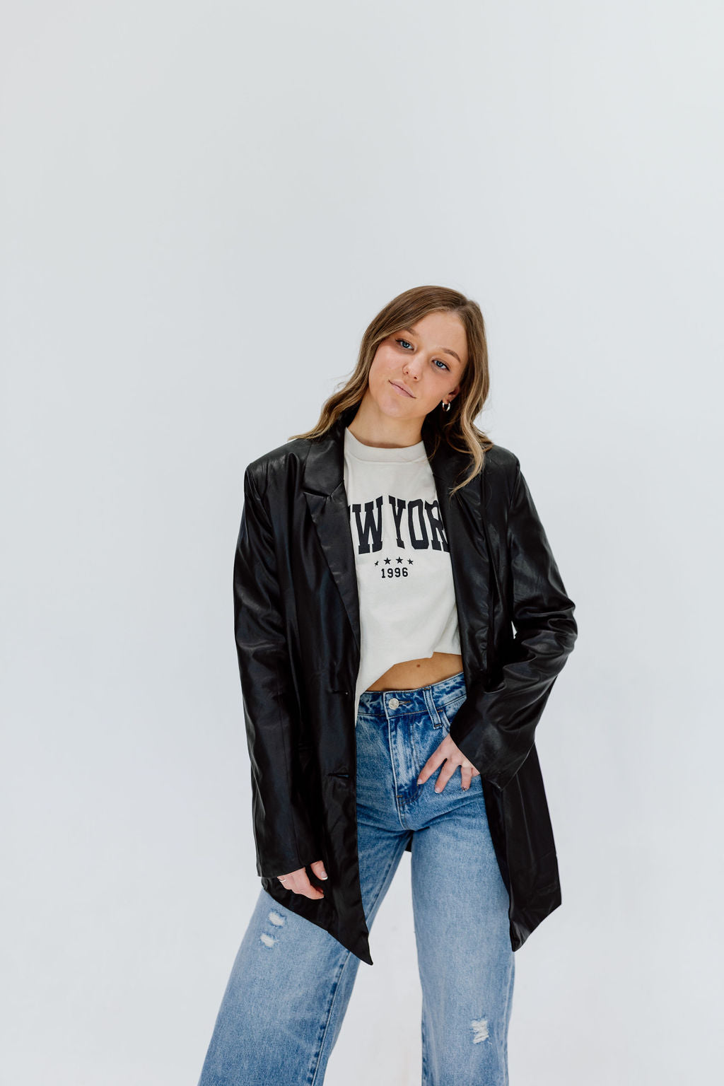 Statement Leather Blazer // Black