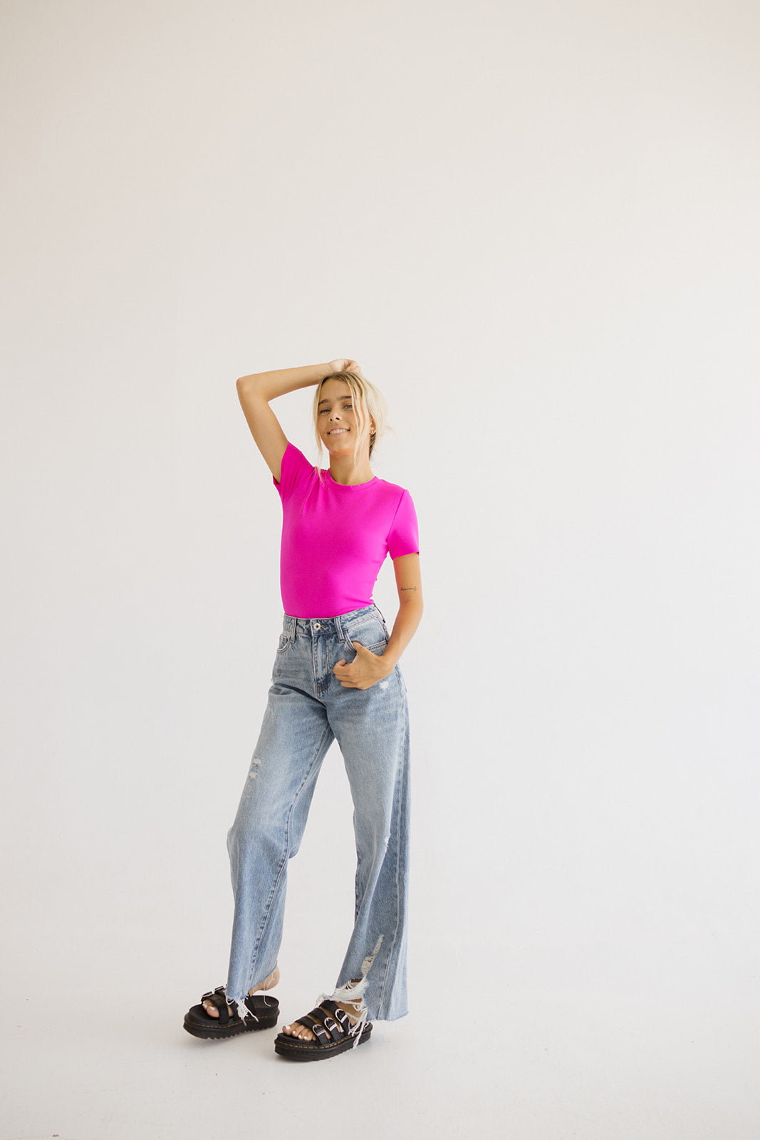 Smoothing T-Shirt Bodysuit // Pink Highlighter