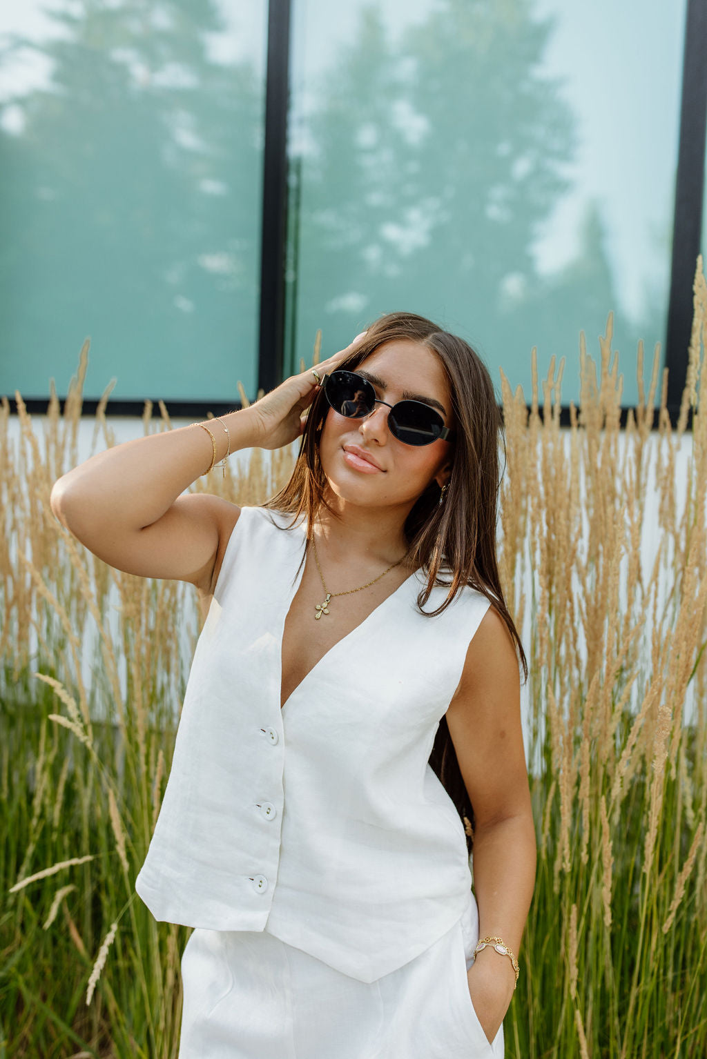 Laguna Linen Vest // White