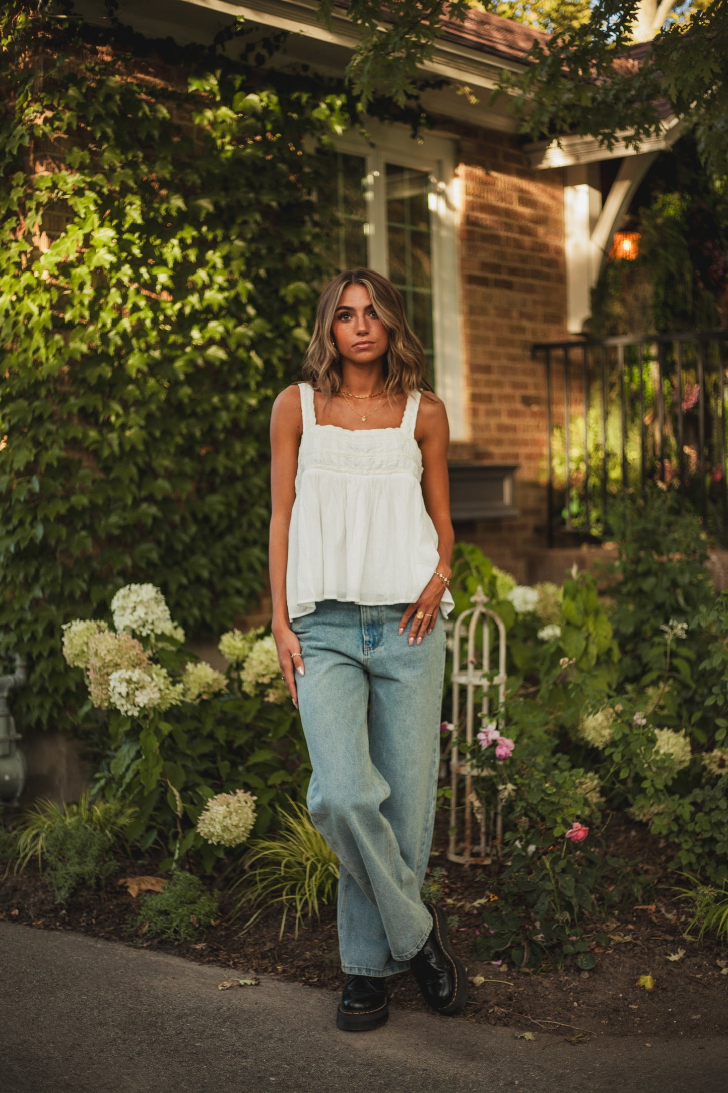 Susie Lace Tank // White