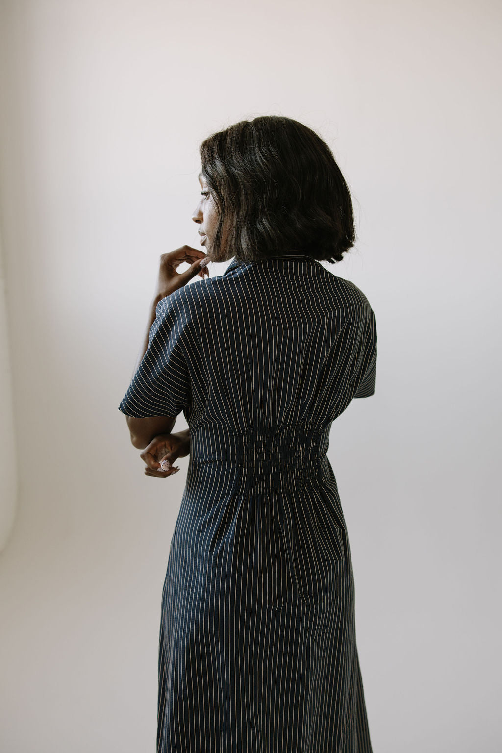 Brooke Pleated Shirt Dress // Navy