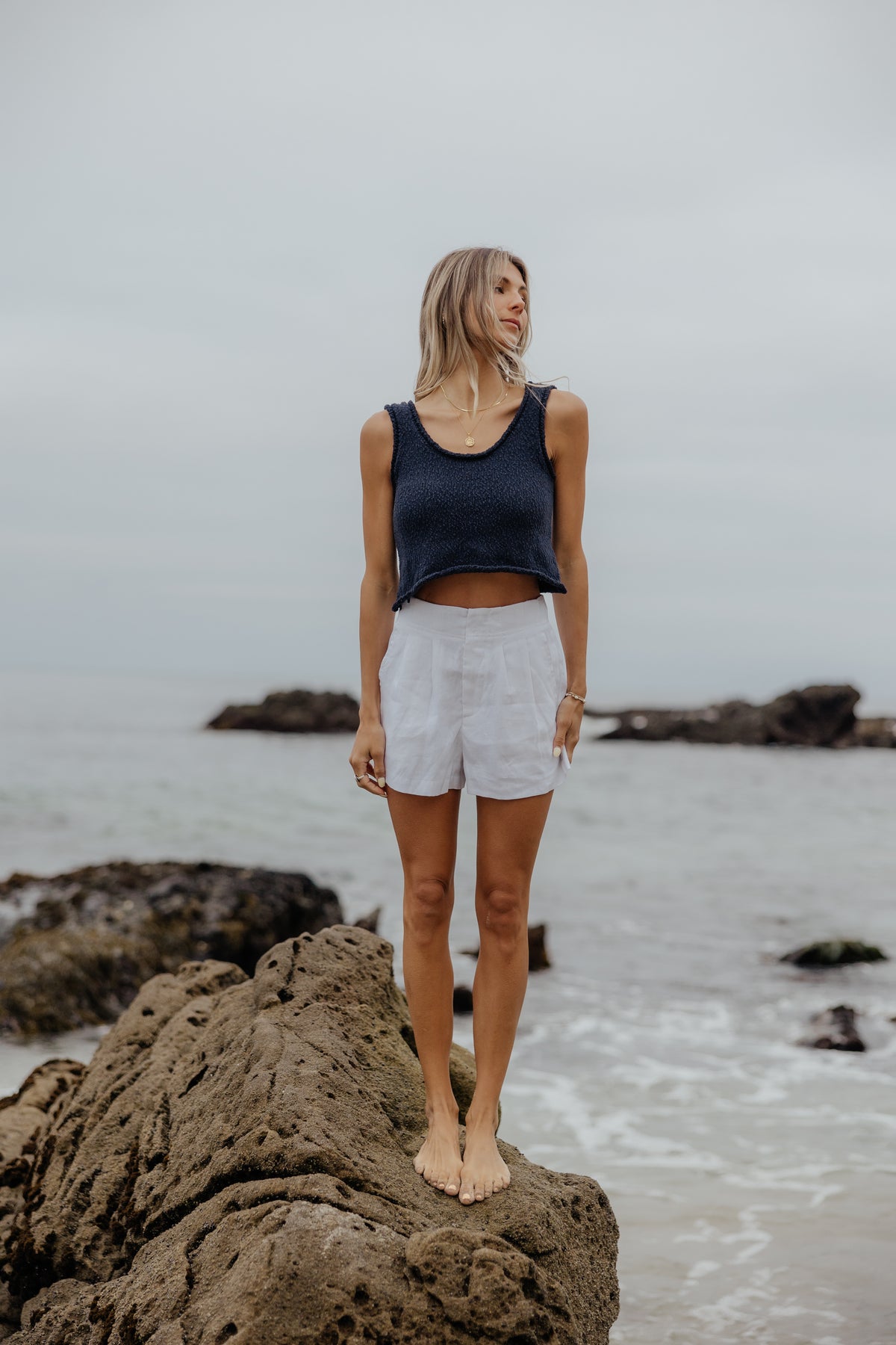Drift Tailored Linen Shorts // White