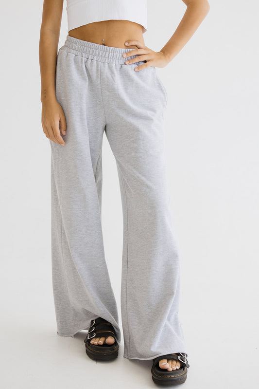 Kira Wide Leg Sweatpants // Grey