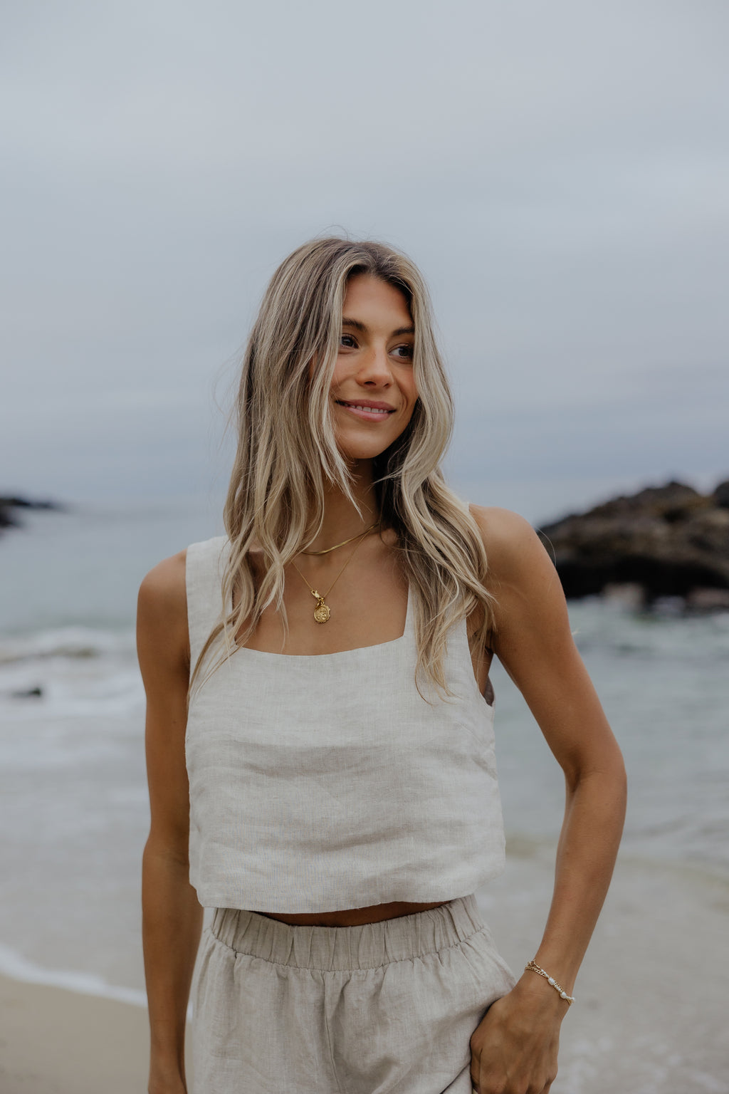 Sandy Linen Square Neck Top