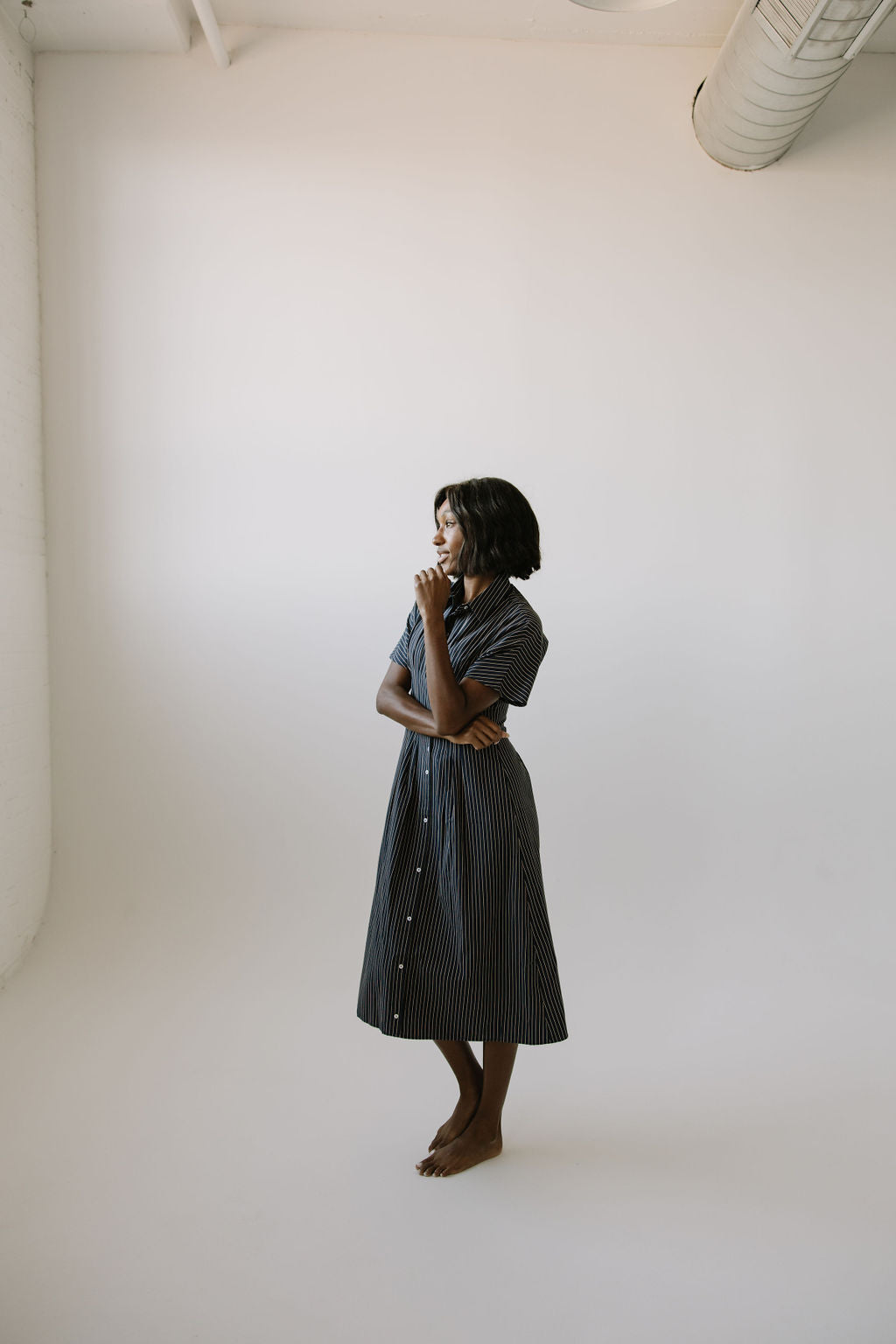 Brooke Pleated Shirt Dress // Navy